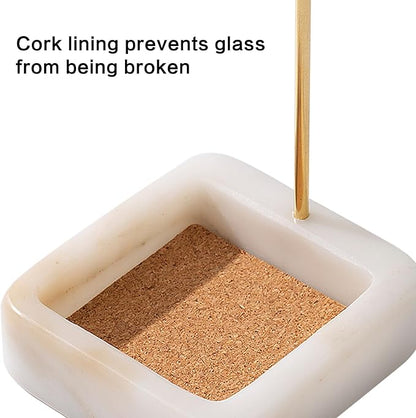 Incense Holder, Unique Marble Incense Stick Holder, 100% Anti-Ash Flying, Brass Incense Holder for Sticks, Incense Burner Holder for Meditation Yoga (White)