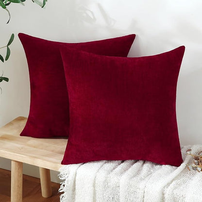 Jeneoo Santa Red Decorative Throw Pillow Covers Soft Chenille Comfy Lumbar Couch Cushion Cases for Living Room Sofa Decor (Set of 2, 12 x 20 Inches)