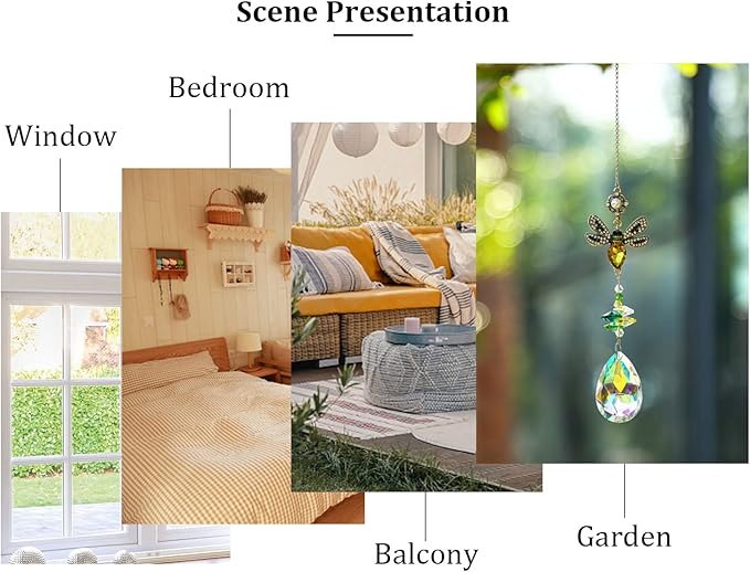 Crystal Suncatchers Bee Prism Rhinestones Ornament, Colorful Diamond Decor Prisms for Windows Wall Home Wedding Hanging