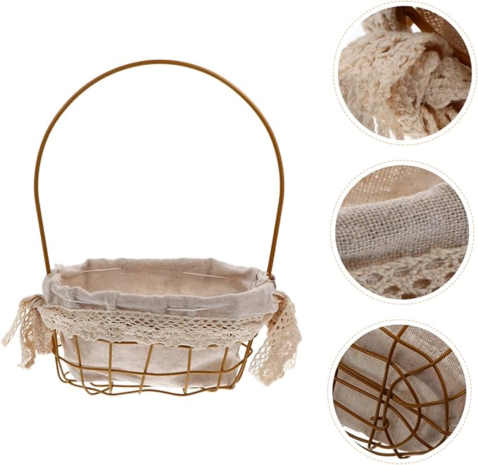 Delicate Iron Flower Basket for Floral Arrangements Decorative Storage and Organizing Elegant Oval Handheld Gift Basket for Home Decor and Special Occasions