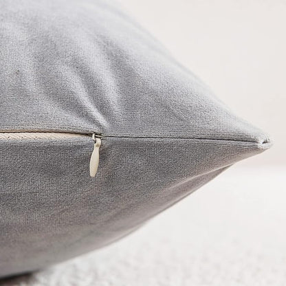 Decorative Pillow Cases 24x24 Light-Grey: 2 Pack Cozy Soft Velvet Square Throw Pillow Covers for Farmhouse Home Decor