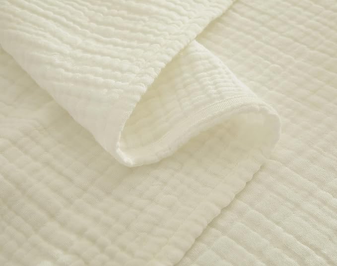 100% Cotton Muslin King Blanket (108" x 90") – A Luxuriously Soft, 4-Layer Lightweight and Breathable Gauze Blanket, Perfect for Year-Round use on beds, couches (Ivory, King)