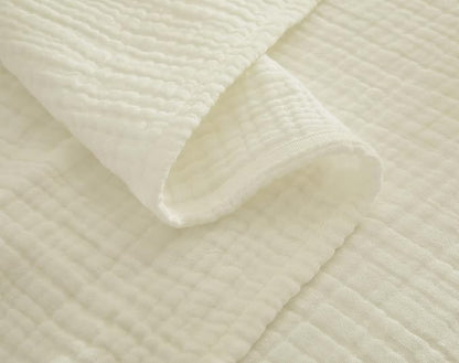 100% Cotton Muslin Twin XL Blanket (66" x 90") – A Luxuriously Soft, 4-Layer Lightweight and Breathable Gauze Blanket, Perfect for Year-Round use on beds, couches (Ivory, Twin XL)