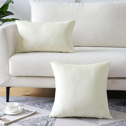 Artscope Luxury Velvet Pillow Covers Super Soft Decorative Square Throw Pillow Covers Case Cushion Covers for Sofa Couch Bedroom Car Decor 12x20 Inch Cream White