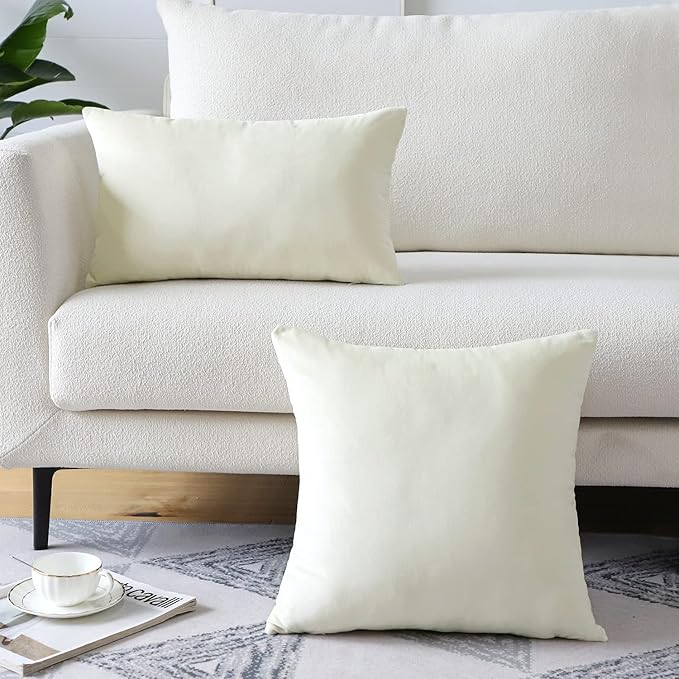 Artscope Luxury Velvet Pillow Covers Super Soft Decorative Rectangle Throw Pillow Covers Case Cushion Covers for Sofa Couch Bedroom Car Decor 16x24 Inch Cream White