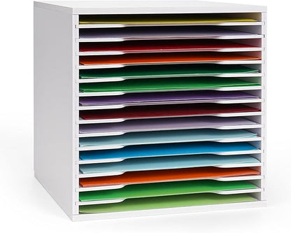 SANFURNEY 15 Tier Scrapbook Paper Organizer for Sizes 12" x 12", File Sorter Storage, Document Holder, Desktop Scrapbook Paper Organizer Rack for Home Office School Christmas