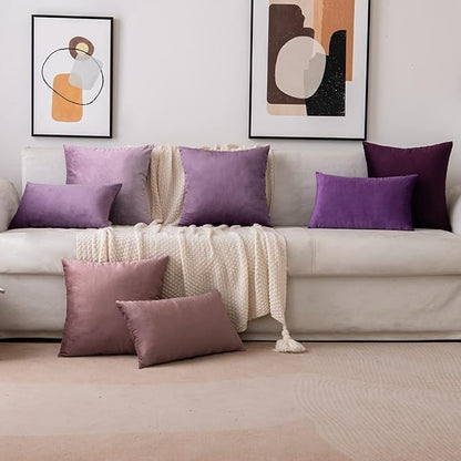 EMEMA Pack of 2 Velvet Throw Pillow Covers Decorative Square Pillowcase Soft Solid Cushion Case for Sofa Bedroom Chair Car 18x18 Inch Dusty Rose