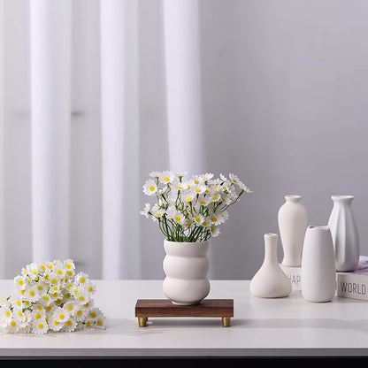 Set of 9 Ceramic Bud Vases for Pampas Grass Flowers, Small Vases in Bulk for Centerpieces Boho Vases for Wedding Decorations Neutral Living Room and Bedroom Decor DIY Gift (White-3)
