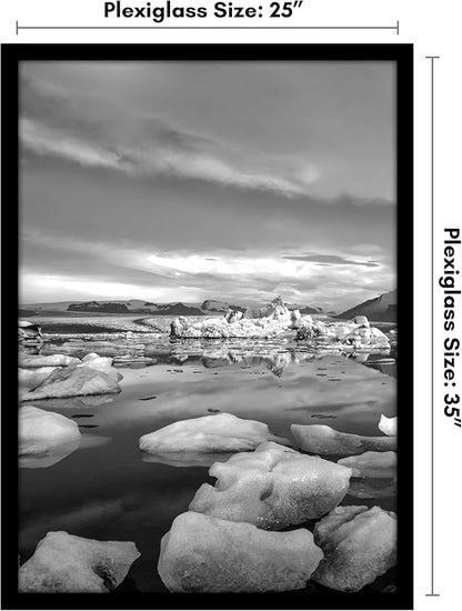 Americanflat 25x35 Poster Frame with Polished Plexiglass - Black Picture Frame - Wide Photo Frames Made of Engineered Wood for Vertical or Horizontal Wall Display - Epic Collection - Black