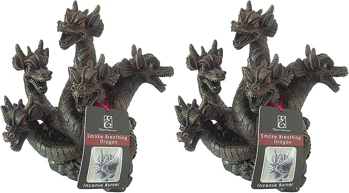 Hosley 2pk 8.5 Inch High Resin Dragon Decor Statue/Incense Cone Burner Smoking Dragon Holder. Ideal for Spa and Aromatherapy Suggested for use with Hosley Brand Incense Cones