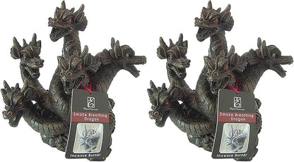 Hosley 2pk 8.5 Inch High Resin Dragon Decor Statue/Incense Cone Burner Smoking Dragon Holder. Ideal for Spa and Aromatherapy Suggested for use with Hosley Brand Incense Cones