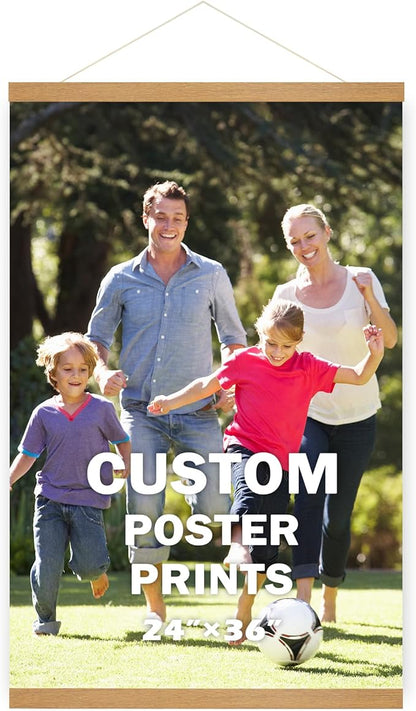 SZDHHH Custom Photo Prints with Magnetic Hanger Frame Canvas Poster Prints With Your Photos Personalized Hanging Poster Pictures Wall Art Decor Framed for Home Decor Gifts Keepsakes (36" Lx24 W)