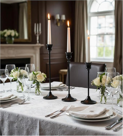 Candle Holder, Modern Minimalist Black Metal Candlestick Holders, Set of 3 Tall - Elegant Taper Candle Holders for Table Centerpiece, Wedding, Dinner Party Home Decor
