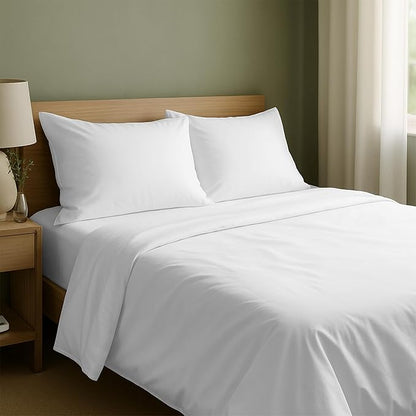 California Design Den King Size Sheets Set - Natural 100% Cotton Sheets King Size with Deep Pockets, Soft Sateen Weave, Breathable and Durable Bedding Set (White)
