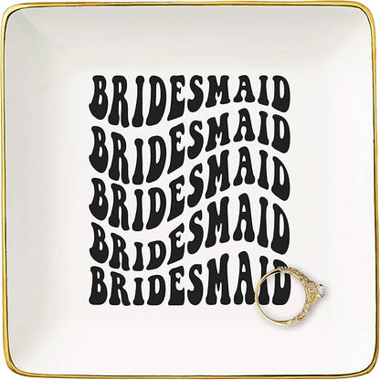 NZY Unique Bridesmaids Gifts from Bride-Bridal Shower Gifts for Sister Best Friends-Hen Night Bachelorette Party Present for Women-Wedding Present for Bridesmaid-Jewelry Tray Trinket Holder Ring Dish