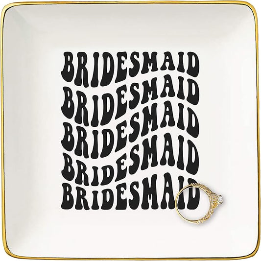 NZY Unique Bridesmaids Gifts from Bride-Bridal Shower Gifts for Sister Best Friends-Hen Night Bachelorette Party Present for Women-Wedding Present for Bridesmaid-Jewelry Tray Trinket Holder Ring Dish