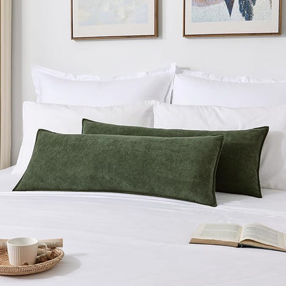 Kevin Textile 14x36 Inch Long Lumbar Cover 1 Pack Soft Boucle Textured Decorative Waterproof Rectangle Cushion Elegant Accent Pillows for Couch Sofa Chair Bed Home Decor Indoor Outdoor Olive Green