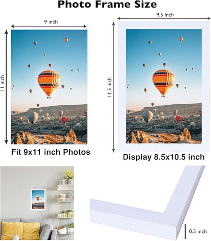 9x11 Picture Frame Set of 2 White for Wall Hanging or Tabletop, Wall Mounting Horizontally or Vertically, 9 x 11 Wall Gallery Poster Photo Frames for 9 by 11 Photo,2 Pack, White
