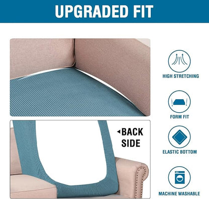 H.VERSAILTEX Super Stretch Individual Chaise Cover Sectional Couch Covers for L Shaped Sofa Both Left/Right Featuring Thick Jacquard Textured Twill Fabric (1 Piece Chaise Cover, Storm Blue)