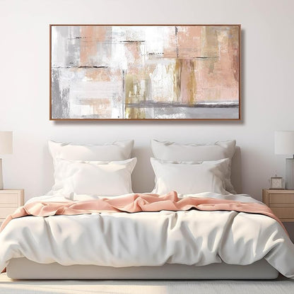 Kureful Abstract Wall Art Gold Wall Decor for Girl Pink Pictures for Living Room Hand Painted Painting for Bedroom Home Office Wall Decorations 24"x 48"