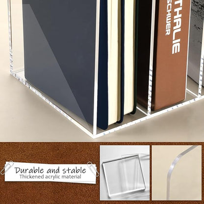 Acrylic Magazine Holder, Thickened Clear Desk Organizer with 3 Vertical Compartment Acrylic File Sorter Organizer for Office, Home, Classroom