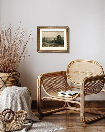 InSimSea Gold Framed Canvas Wall Art Room Decor Vintage Rustic Field Landscape Wall Decoration Prints for Bedroom Living Room Bathroom Farmhouse Retro Botanical Artwork Prints Home Decor 16×13in
