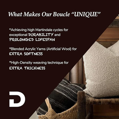 DOMVITUS Boucle Pillow Covers 12x20 Luxury Throw Pillow Covers Decorative Pillows for Bed Sofa Pillows for Living Room Accent Couch Pillows Soft Cushion Case, 1PC, Ivory