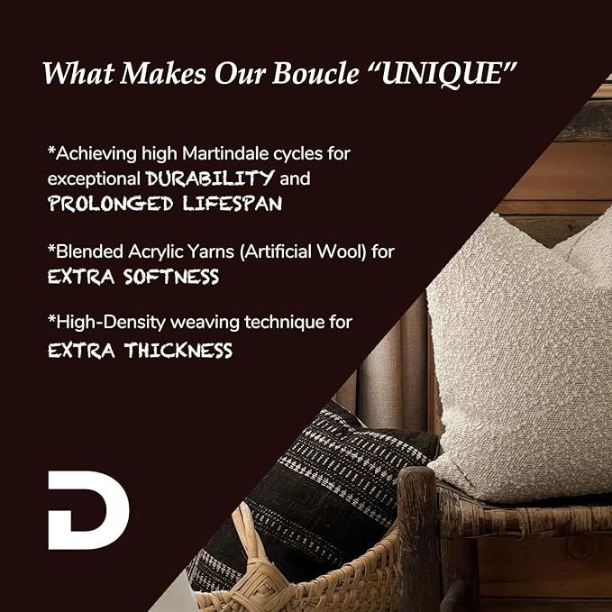 DOMVITUS Boucle Pillow Covers 24x24 Luxury Throw Pillow Covers Decorative Bed Sofa Pillows for Living Room Accent Couch Pillows Soft Cushion Case, 1PC, Ivory