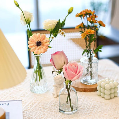 Arme 16Pcs Glass Bud Vase Set，Small Flower Vase for Centerpieces，Clear Bud Vases in Bulk， Mini Vintage Vase for Rustic Wedding Decorations