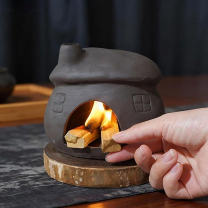 Palo Santo Burner - Mini Tabletop Chiminea House Design, Smudge Bowl Holder for Sage & Incense Cones - Perfect for Meditation, Ash,Zen,Yoga, Spiritual Altars, Home Décor & Thoughtful Gifts