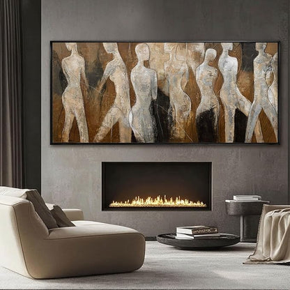 Line Framed Wall Art Figure Wall Prints Contemporary Hanging Wall Decor 32"x70" Large Artwork for Living Room Office Decorations