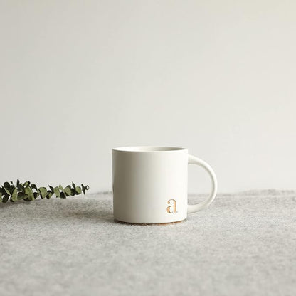 COLLECTIVE HOME - Monogram Ceramic Mugs, 15 oz Golden Initial Coffee Cups, Elegant Alphabet Tea Mugs, Elegant Personalized Mug with Gift Box, Luxurious Cups for Office and Home (a)