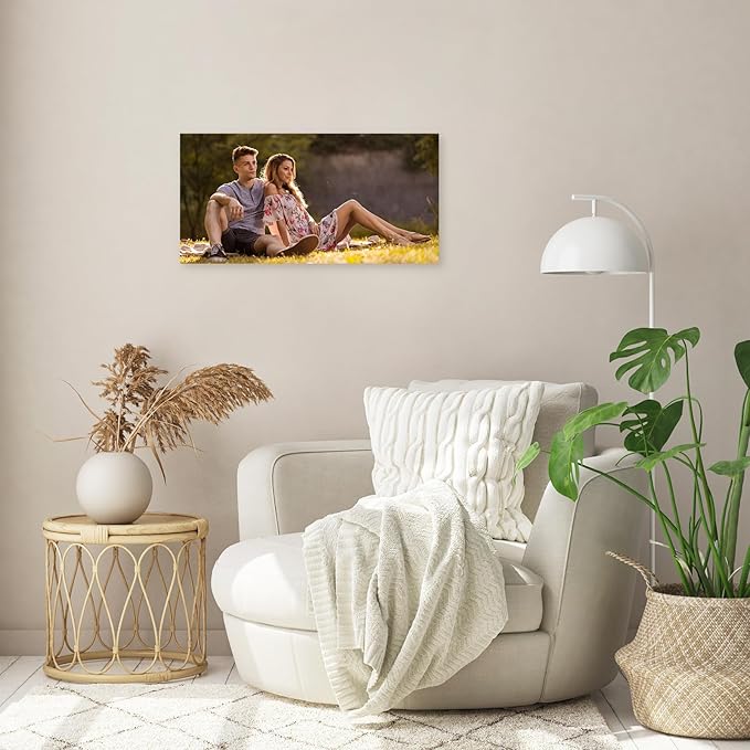 YYYYHPP Canvas Prints with Your Photos, Personalized Photo to Canvas Wall Art,Canvas Printing for Wedding, Family, Baby, Pets, Home Office Decor, Wrapped Frame 24"x12"