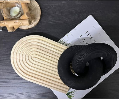 Wood Chain Link Decor Knot Decor，2-Link Hand Boho Carved Wood Chain Suitable for Bedroom, Living Room, Coffee Shop Decoration (Black)