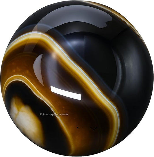 Amazing Gemstone Black Onyx Crystal Ball with Stand - 1.5" Inches Crystal Sphere Meditation Balls for Witchcraft and Decorative Balls