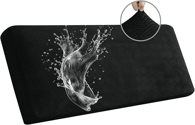 Easy-Going Waterproof Couch Cushion Covers for Couches and Sofas, Stretch Jacquard Sofa Seat Cover Replacement for Dogs, Pets & Kids, Durable Furniture Protector for Oversized Sofa Cushions, Black