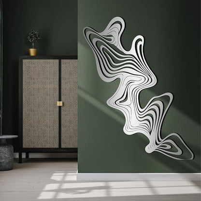 Abstract Line Metal Wall Art,Abstract Metal Wall Art,Abstract Metal Line Art Wall Decor,Metal Line Art,Abstract Wall Art,Modern Wall Art,Living Room Decor (Silver, 37x47inch / 93x120cm, metal wall art)