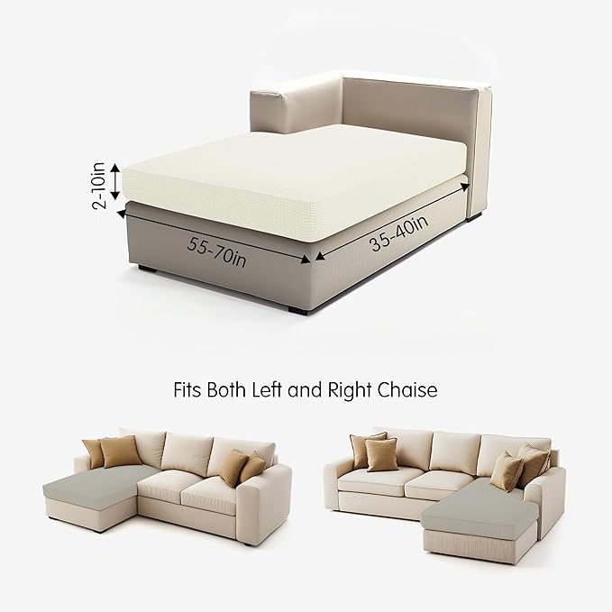 Hokway Stretch Chaise Cover Individual Couch Cushion Slipcovers Reversible Cushion Protector Slipcovers Sofa Cushion Protector Covers (Chaise Cover, Creamwhite)