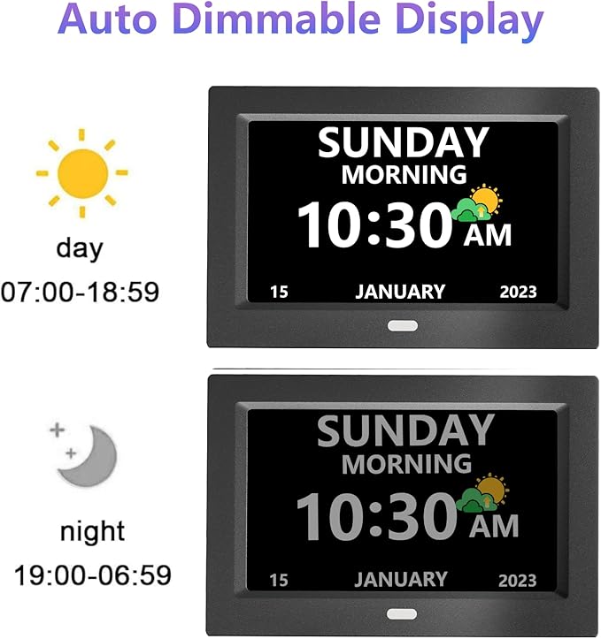 11 Inch Clock with Day and Date for Elderly Large Display Digital Clocks 12 Alarm 3 Display Modes Large Font Alzheimer's Clock Alarm Clocks for Seniors Auto DST 11in Black