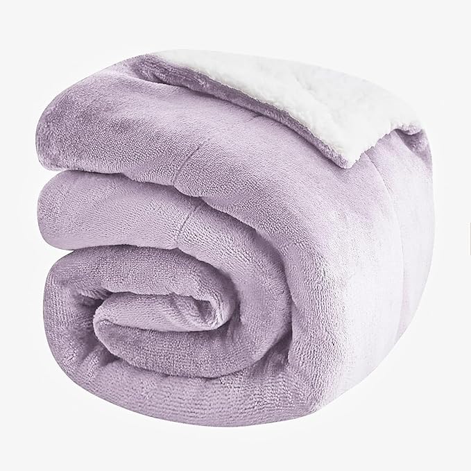 NANPIPER Warm Sherpa Blanket for Couch, Soft Fleece for Winter, Fuzzy Plush Small Throw Gift for Baby, Lavender 30x40 Inches
