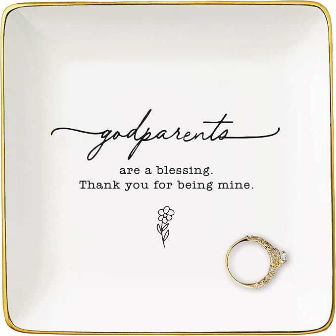 NZY Godmother Gift,First Time Godparents Gift,Godparents Proposal Gift,Pregnancy Announcement Gift,Godparents to Be,Christening Gift,Baptism Gift,Christmas Gift-Jewelry Tray Trinket Holder Ring Dish