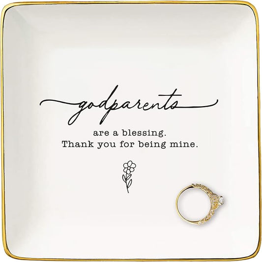 NZY Godmother Gift,First Time Godparents Gift,Godparents Proposal Gift,Pregnancy Announcement Gift,Godparents to Be,Christening Gift,Baptism Gift,Christmas Gift-Jewelry Tray Trinket Holder Ring Dish