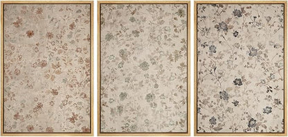 MUDECOR Framed Wall Art Print Set Vintage Floral Botanical in Neutral Tones Illustrations Realism Decorative for Living Room, Bedroom, Office - 16"x24"x3 Natural