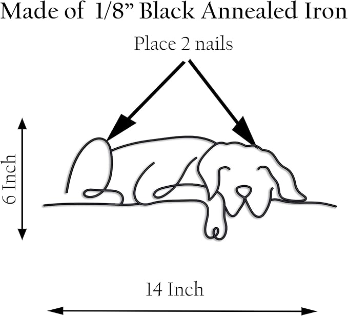 Matani Metal Dog Wall Decor | Minimalist Room & Living Room Wall Decor (Sleeping Labrador)