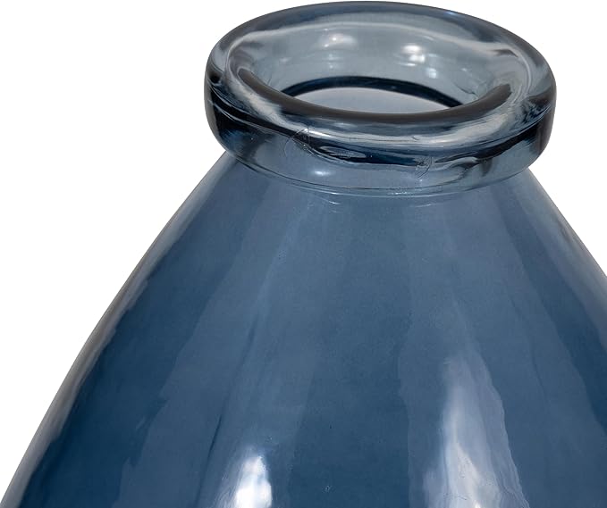Sagebrook Home Blue Glass Balloon Vase 15" – Large Round Statement Vase for Home Decor