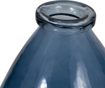 Sagebrook Home Blue Glass Balloon Vase 15" – Large Round Statement Vase for Home Decor