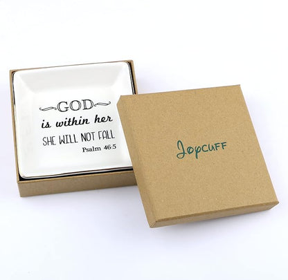 JoycuFF Inspirational Religious Gifts for Women Birthday Thanksgiving Day Christmas Gifts for Best Friend Sister Daughter Mom Aunt Christians Christian Jewelry Ring Trinket Dish Tray