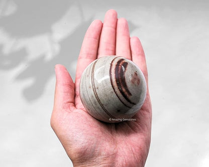 Amazing Gemstone Narmada Stone Crystal Ball with Stand - 2.5" Inches Large Crystal Sphere Meditation Balls for Witchcraft and Decorative Balls