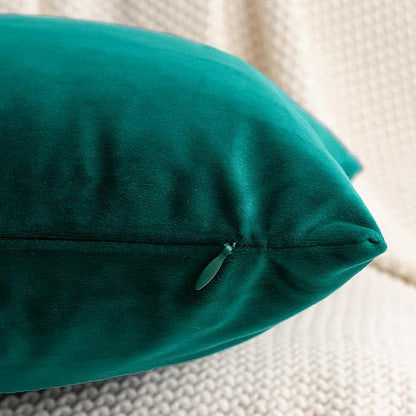 HWY 50 Teal Velvet Throw Pillow Covers 22x22 Inch, Pack of 2 Soft Cozy Solid Decorative Luxury Cushion Cases for Couch Sofa Bed Living Room Bedroom