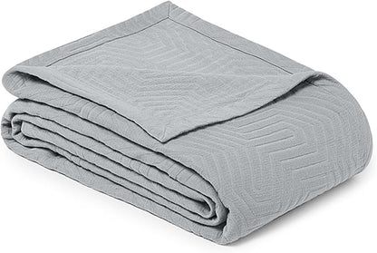 Threadmill Luxury Cotton Blankets for Twin Size Bed | All-Season 100% Cotton Twin Blanket for Bed | Aster Jacquard Lightweight, Soft & Cozy Coverlet, 350GSM, 68 x 90 inches | Scottish Grey